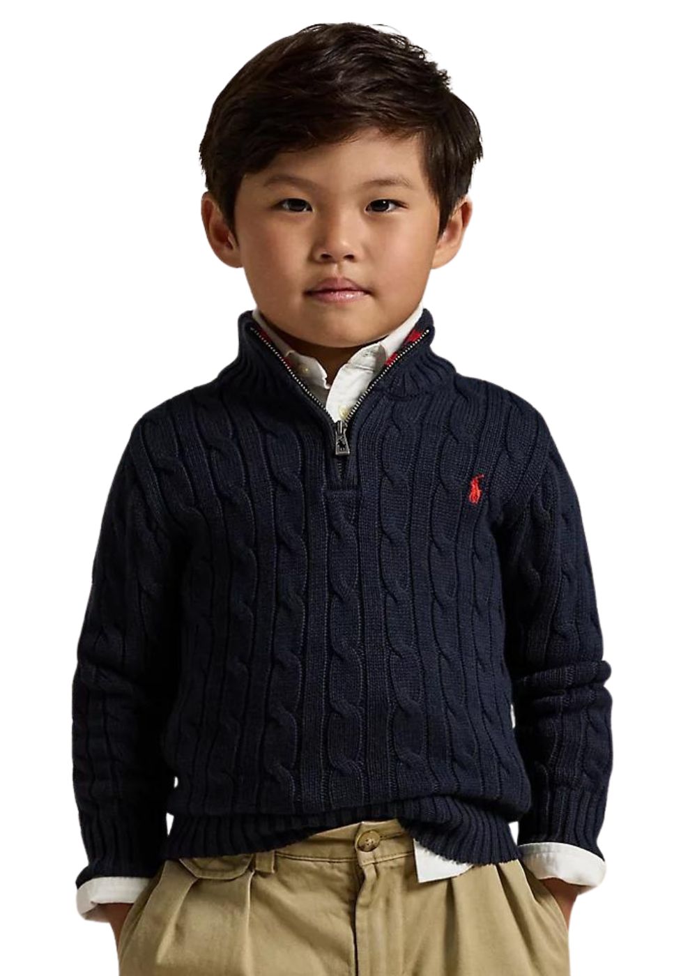 Featured image for “Polo Ralph Lauren Maglia In Cotone A Trecce Con Cerniera”